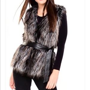 Charlie Paige faux fur vest with belt